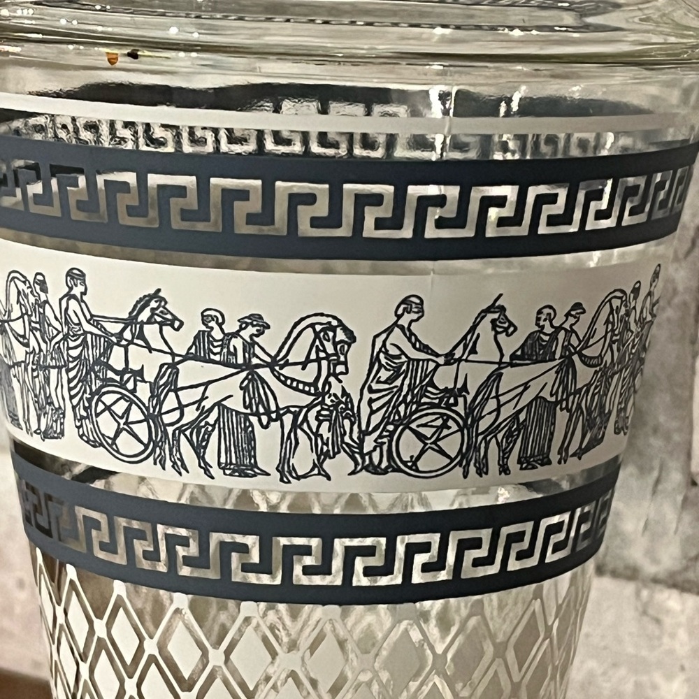 Vintage Mid Century MCM 50s Patrician Blue Jeannette Jar With Lid Greek Style - Picture 2 of 5